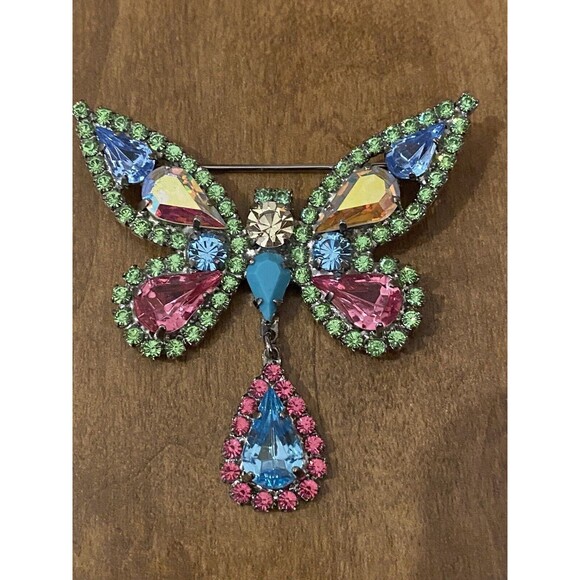 Nicky Butler NB Bejeweled BUTTERFLY Brooch, Multicolor Rhinestones, QVC, Beauty! - Picture 1 of 5